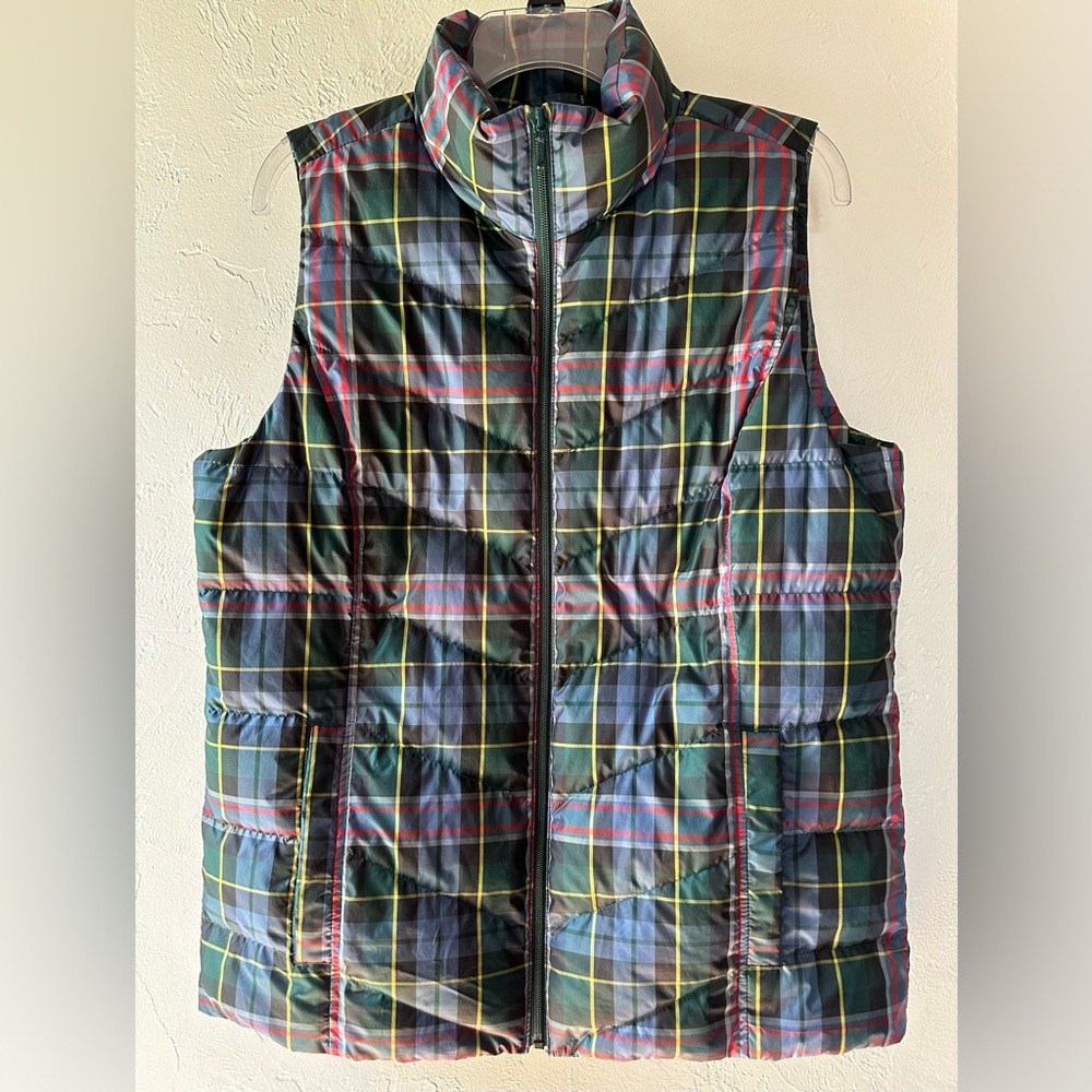 Lands’ End Puffer Vest - GUC - Medium (10-12) - Plaid - Full zip